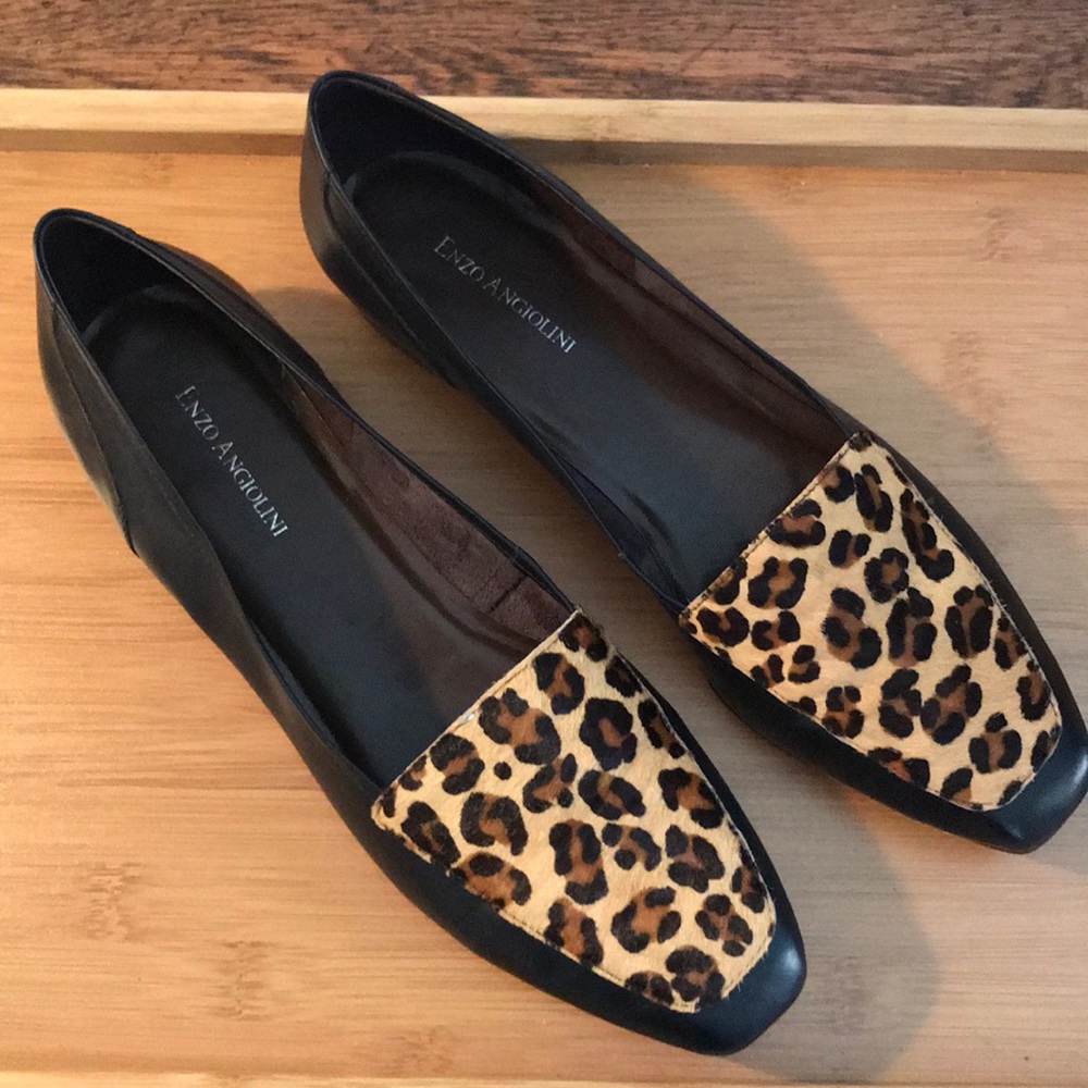 Leather calf skin Leopard Flats